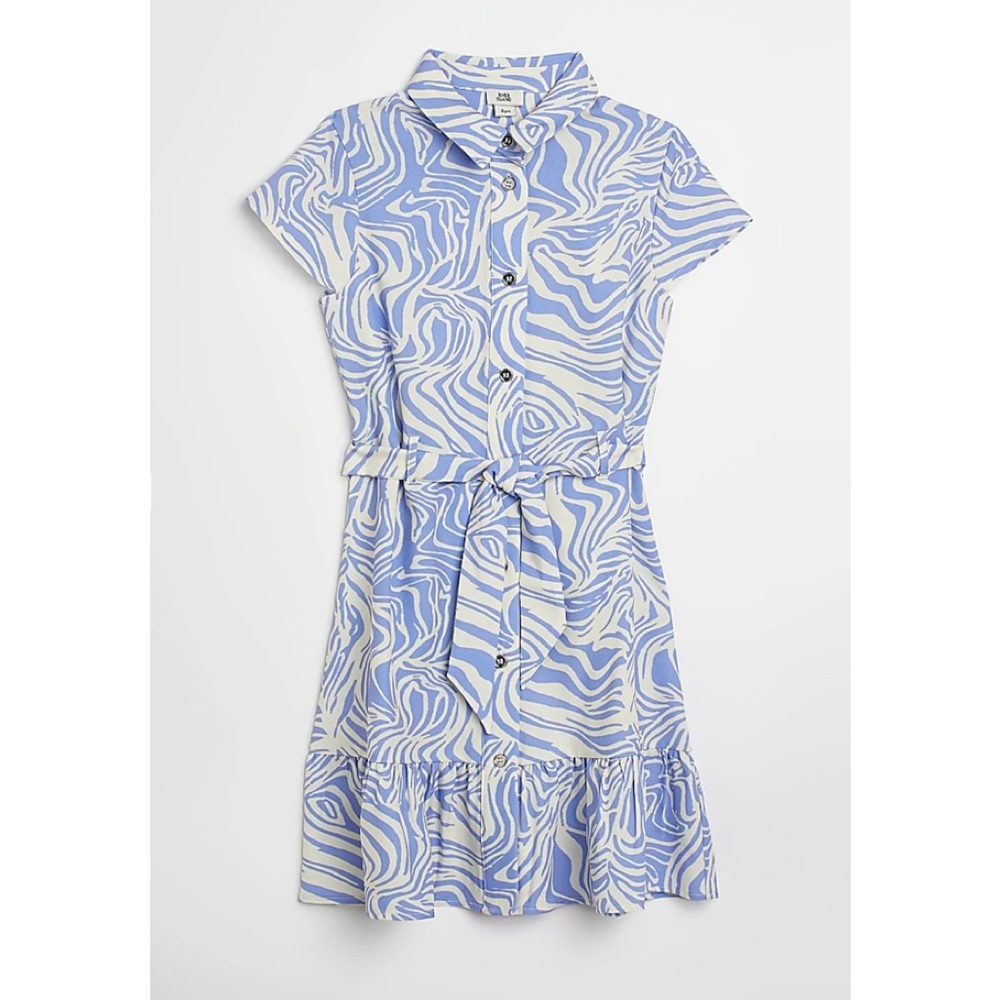 River Island Girls Blue Marble Shirt Dress NWT